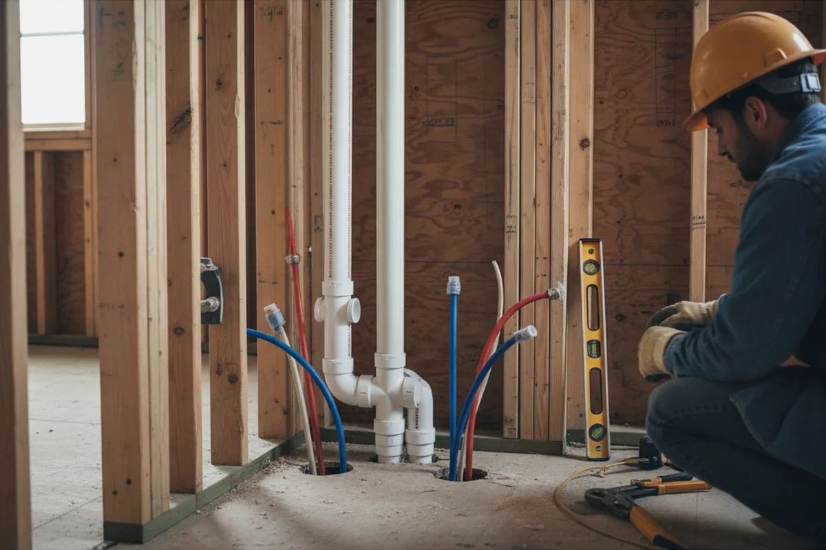 Drain and supply rough-in during Leak Detection in Casmalia