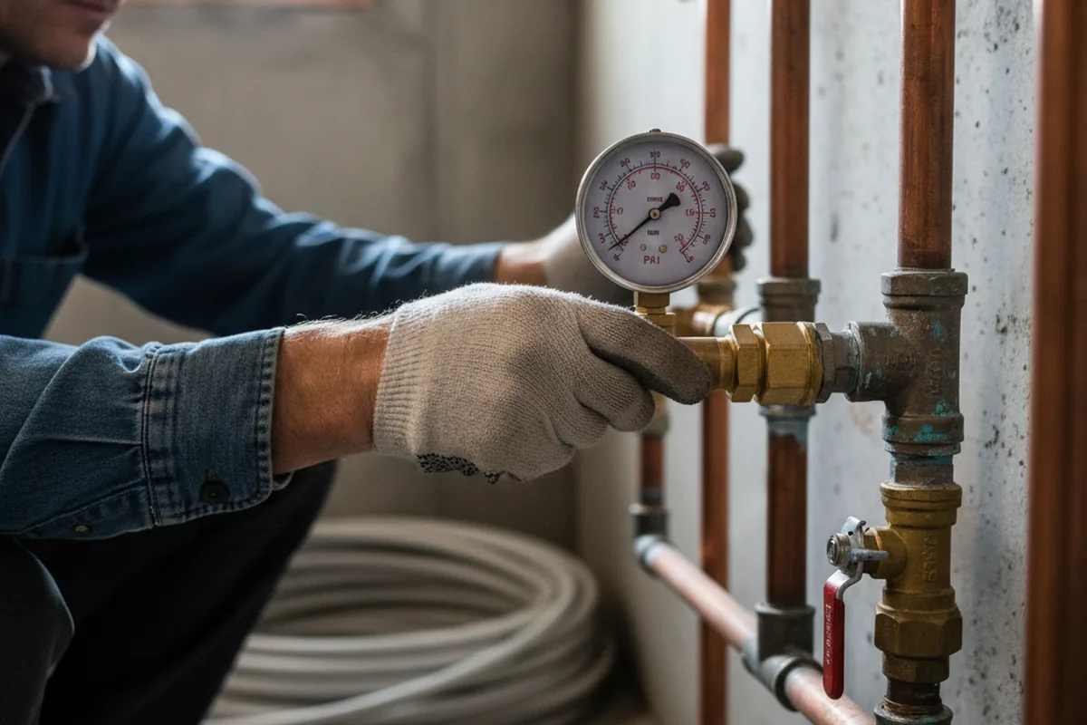 Pressure testing a repaired line during Water Line Repair in Casmalia